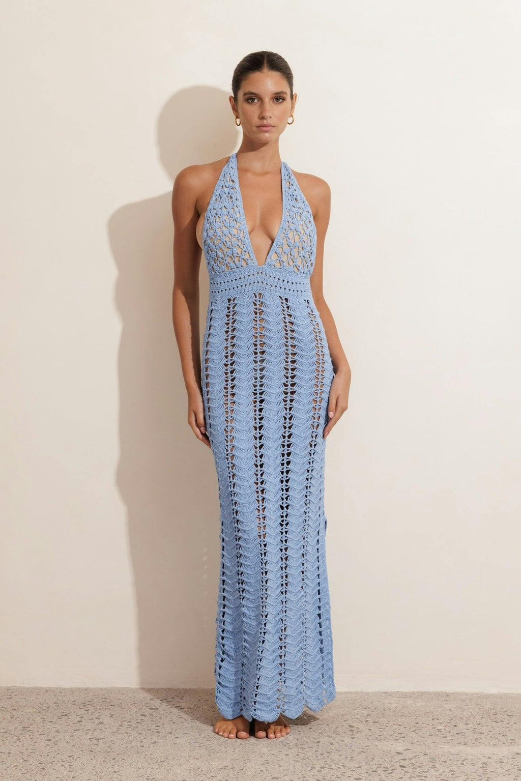 HIDDEN TREASURE CROCHET MAXI DRESS - CORNFLOWER