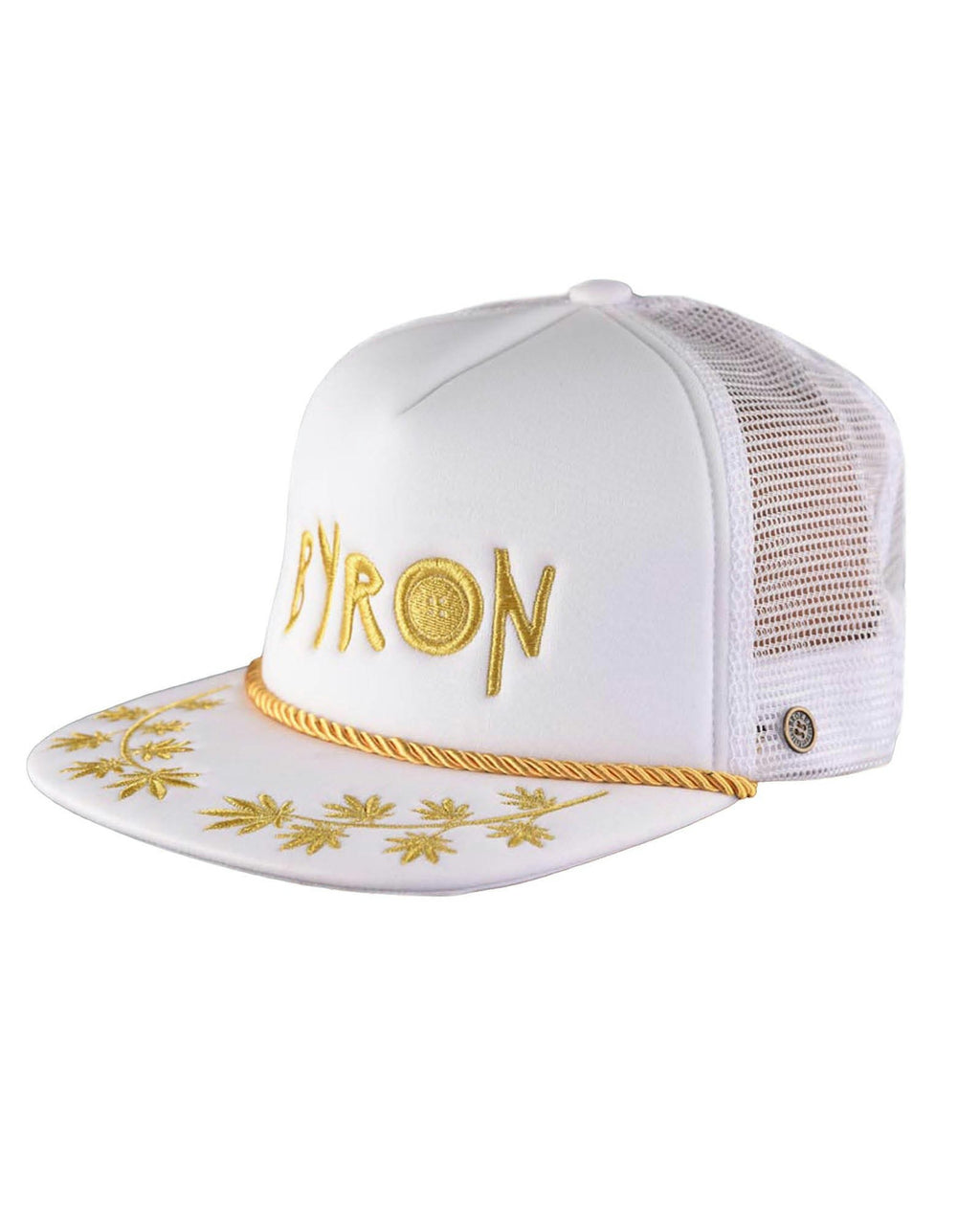 Byron Trucker Cap – White with Gold Embroidery