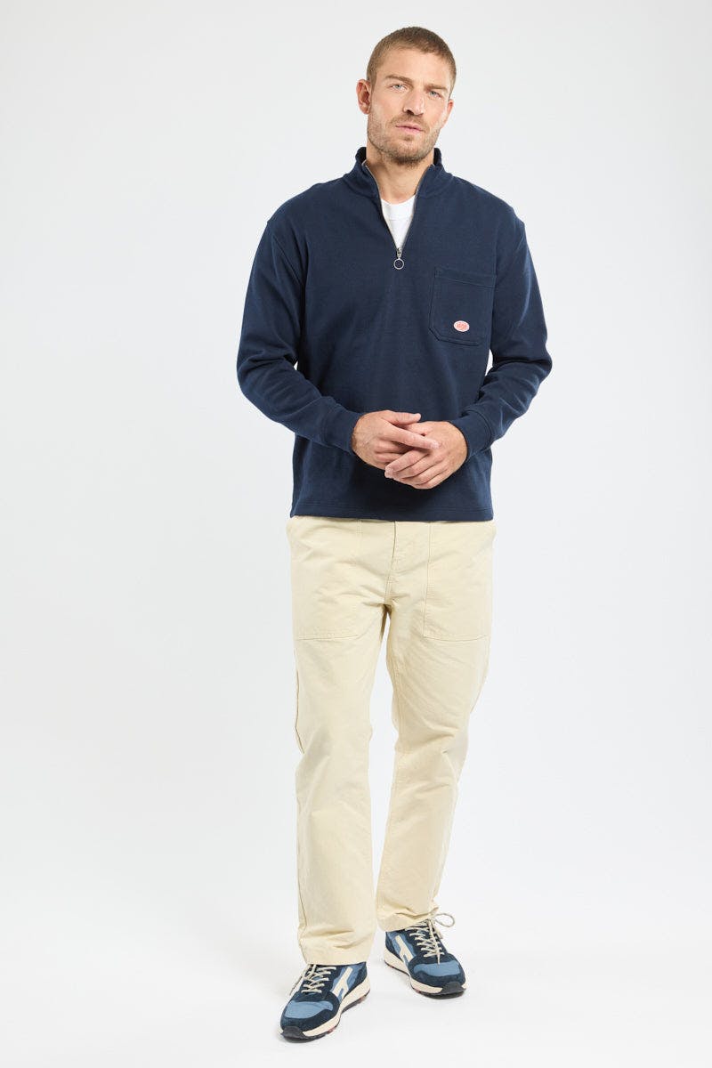 Armor Lux Heritage Cotton Quarter Zip in Navy