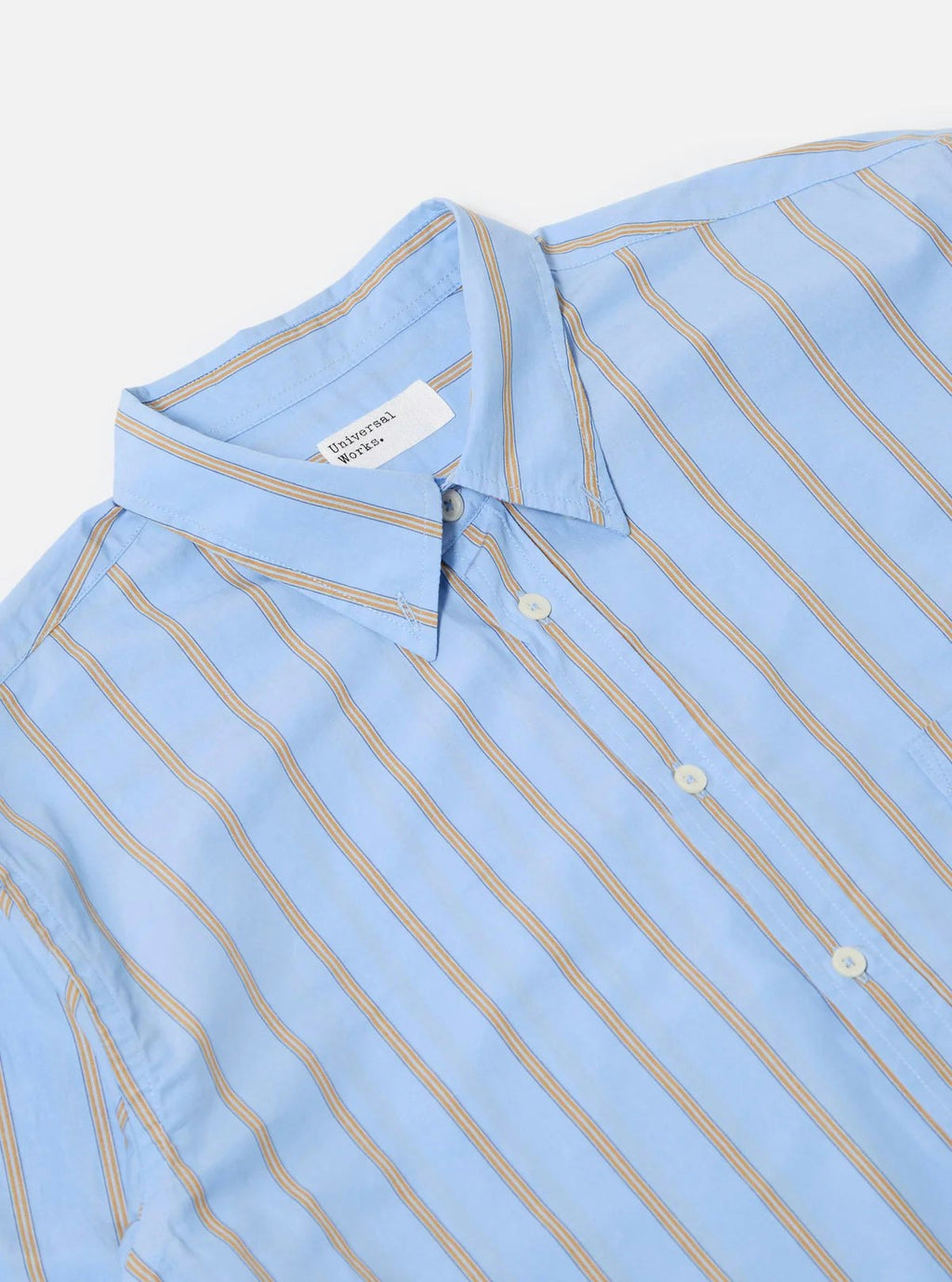 Universal Works Pop Stripe One Lazy Day Shirt in Blue