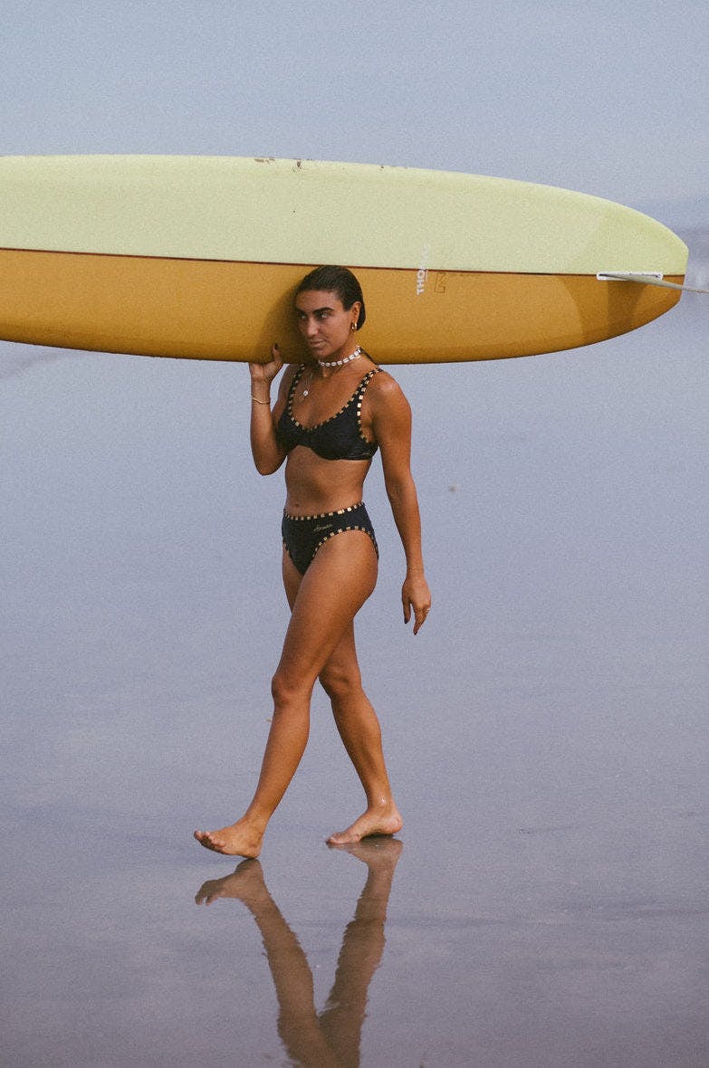 Pacific Bikini Brief in Navy and Gold