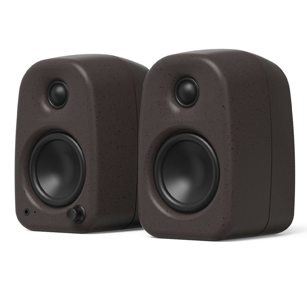 Kanto UKI 100W Desktop Speakers with Bluetooth, USB-C, Headphone out, Pumice (Speckled Brown), Pair