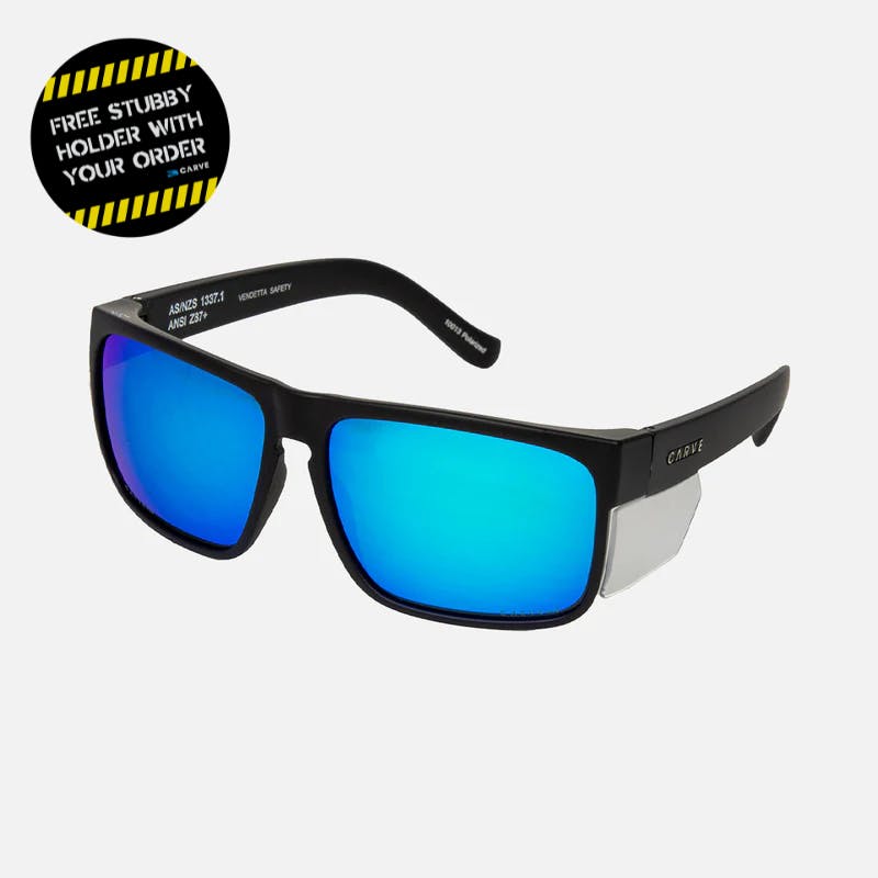 Vendetta - Safety Matt Black Frame - Grey Polarized Blue Iridium Lens
