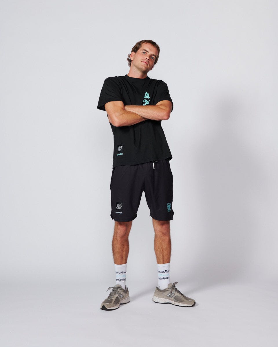 The Stacked Run Tee - Vintage Black