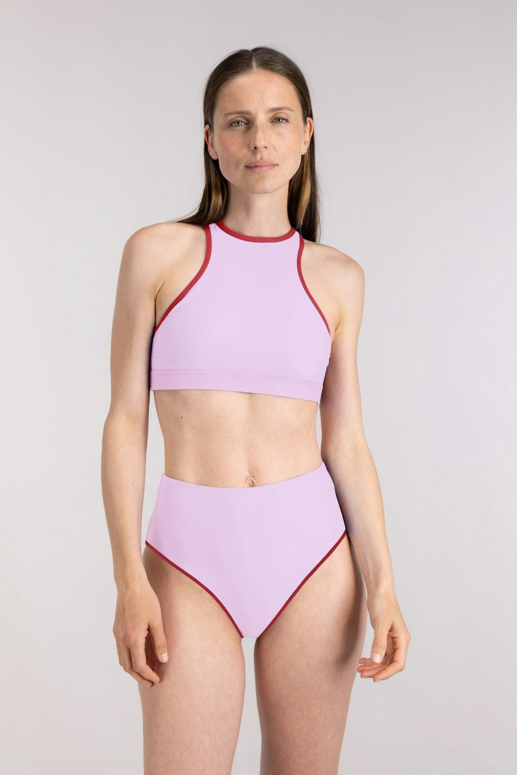 Bikini Bottom High Waist ― Lilac / Red
