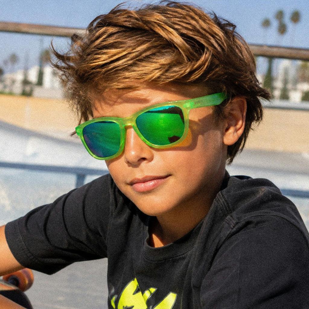 Cali Junior - Kids Crystal Lime Frame with Grey with Blue Green Iridium Lens