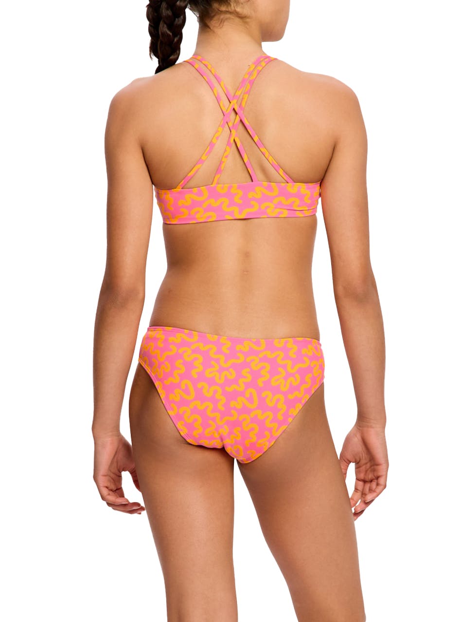 Teen Period Swimwear Bikini Brief Light Absorbency Wavy Pink