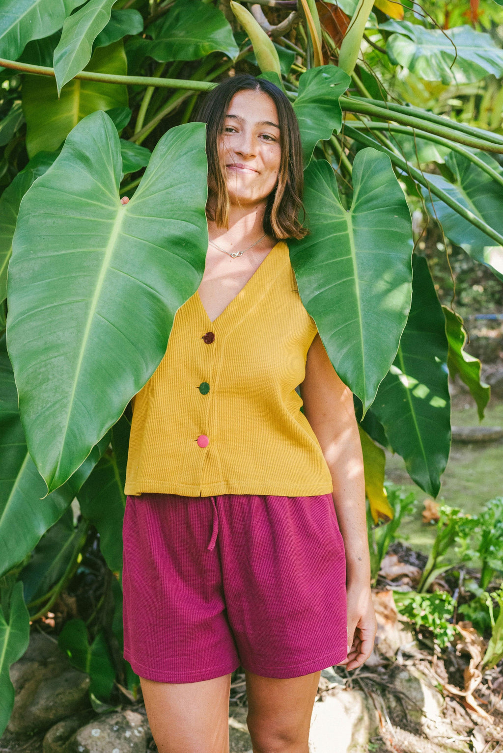 Waffle Ease Short in Berry