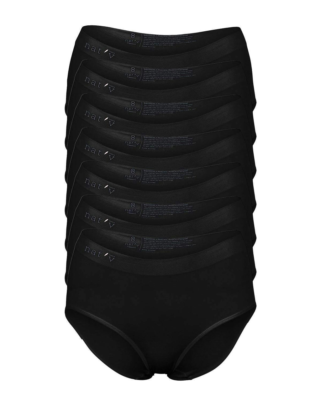 Classic Modal Full Brief Underwear 7 Pack - Black