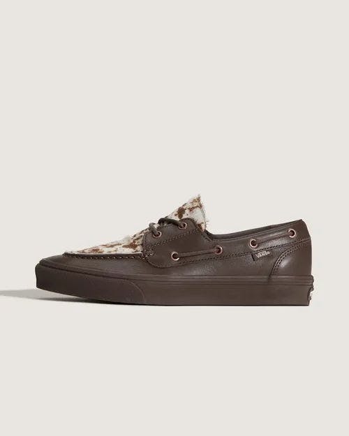 Vans Premium 2-Eyelet Boat Shoe in Pony Hair Dark Brown