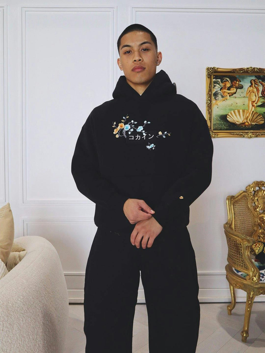 Black / Blue & Orange Blossom //// Hoodie