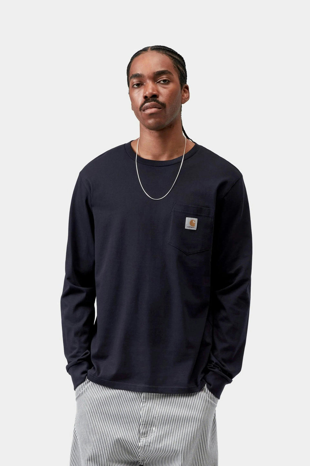 Carhartt WIP L/S Pocket T-Shirt in Dark Navy