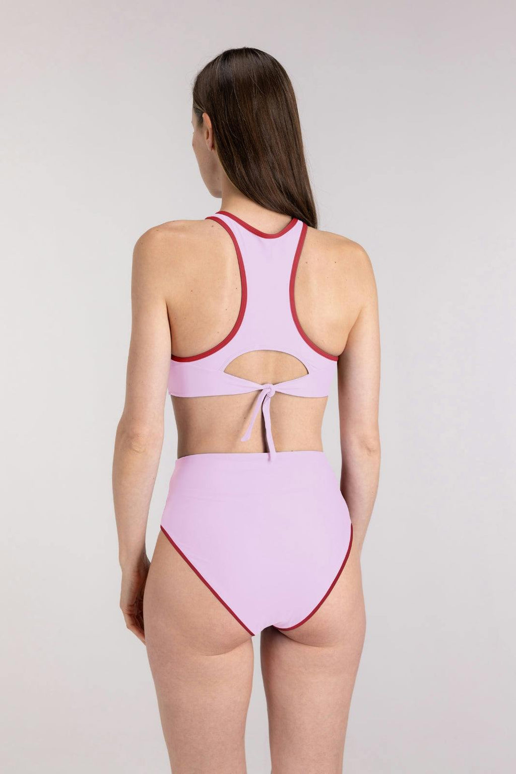 Bikini Bottom High Waist ― Lilac / Red