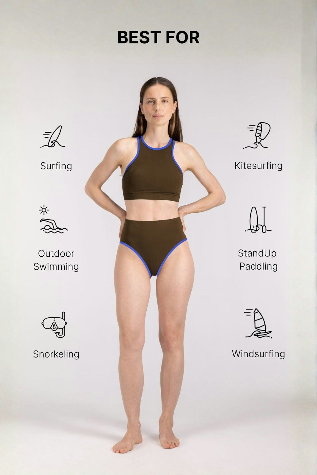 Bikini Bottom High Waist ― Coffee / Blue