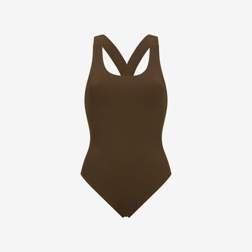 Nerida One Piece Swimsuit Scoop Neck ― Coffee