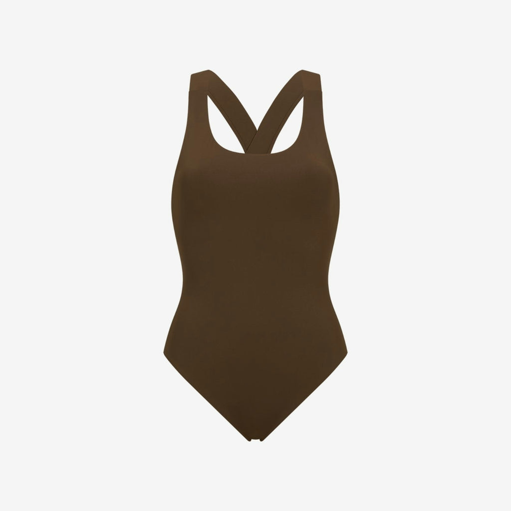 Nerida One Piece Swimsuit Scoop Neck ― Coffee