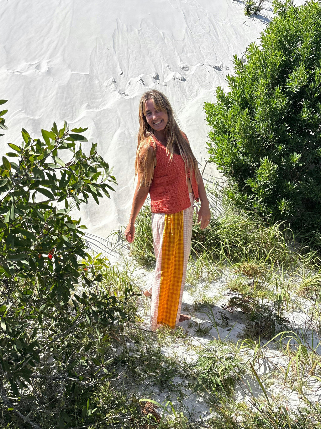 Crochet Tie Vest in Rust