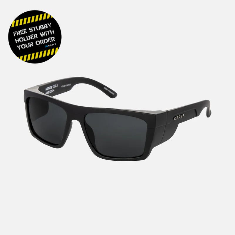 Smoko - Safety Matt Black Frame - Grey Polarized Lens