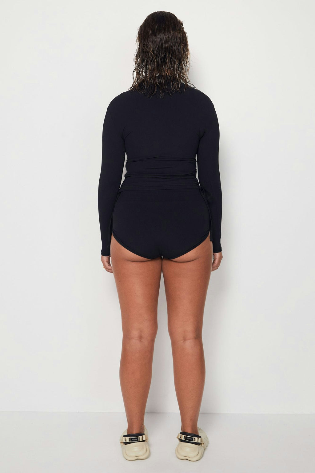 Ruched Rashguard - Black Rib