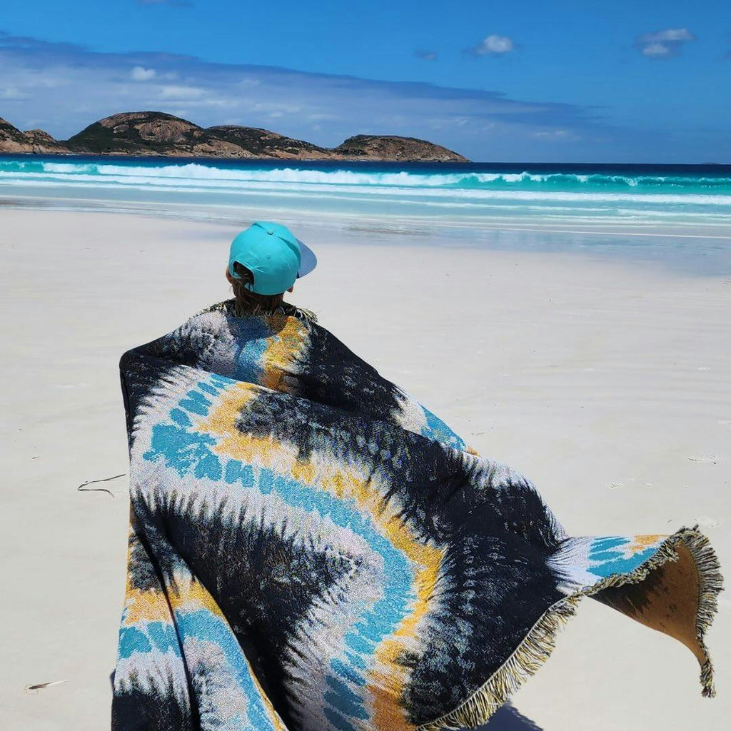 Tie Dye Woven Beach Picnic Throw Rug