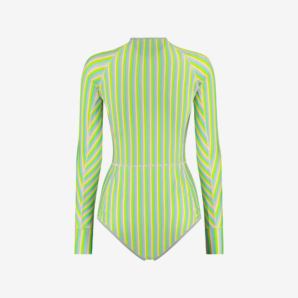 One Piece Swimsuit Longsleeve - Multi Color Stripe