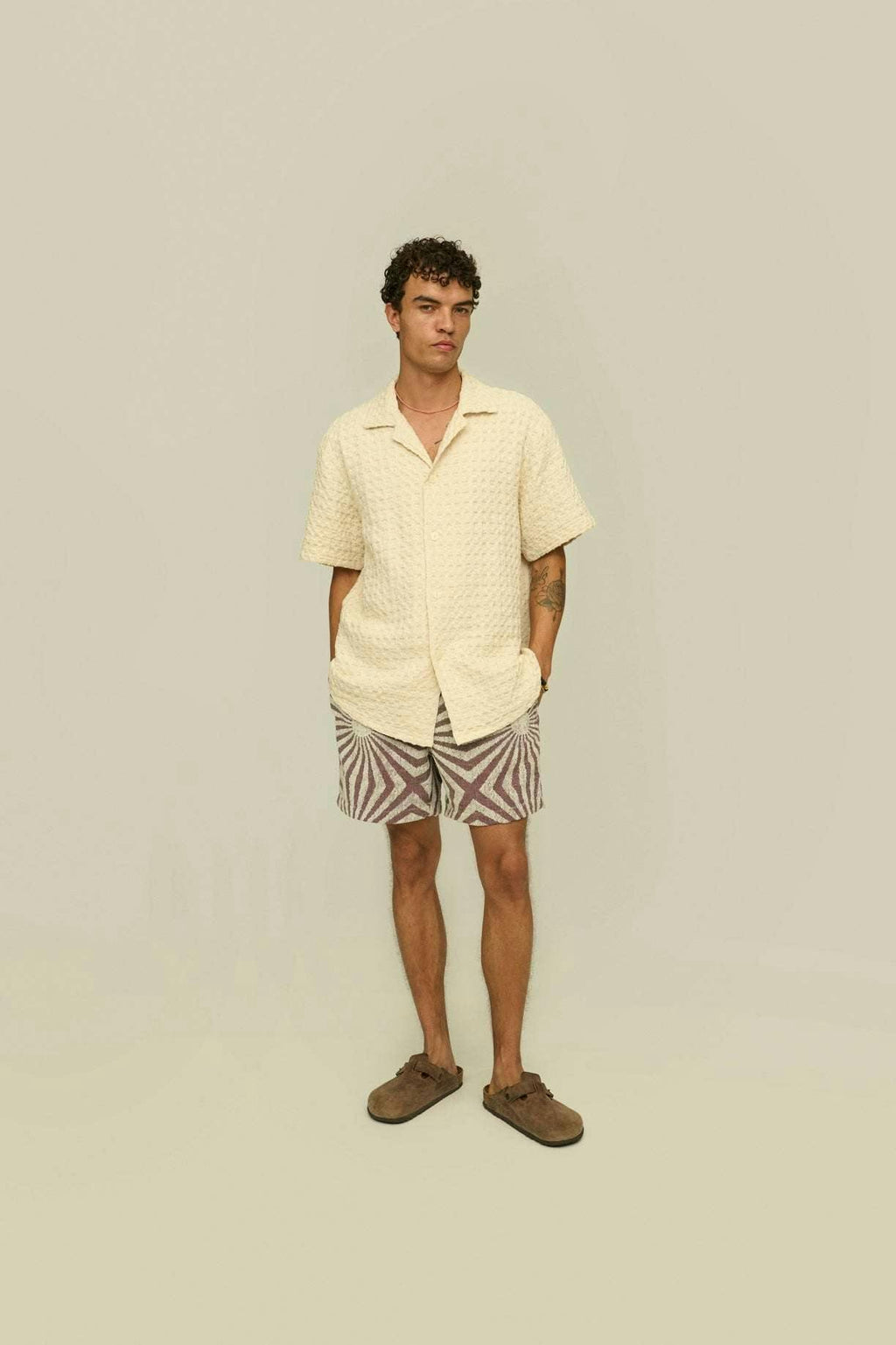 OAS Ecru Cuba Waffle Shirt