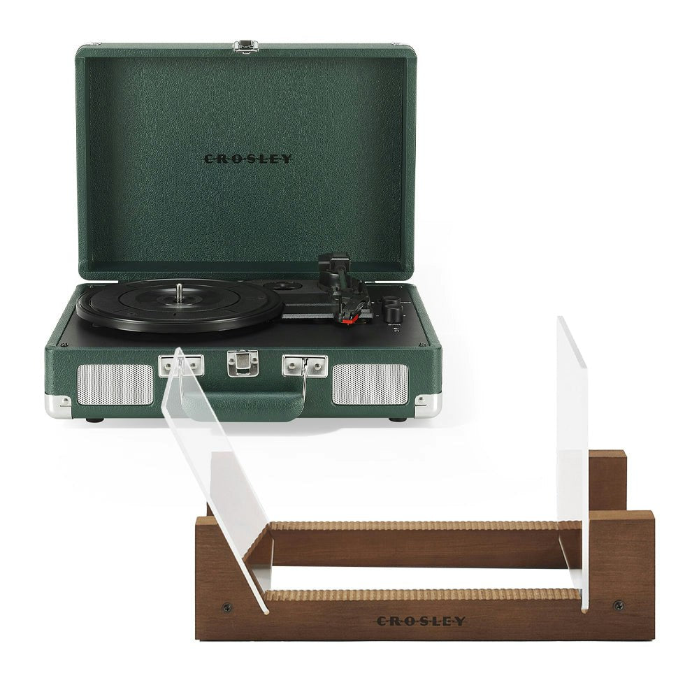 Crosley Cruiser Bluetooth Portable Turntable - Emerald Green + Bundled Crosley Record Storage Display Stand