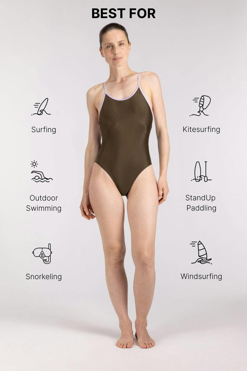 Liberty Racerback Swimsuit ― Coffee / Lilac