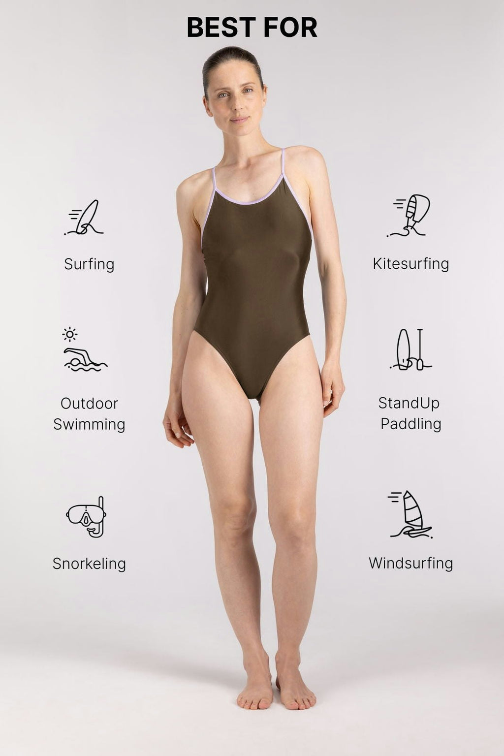 Liberty Racerback Swimsuit ― Coffee / Lilac