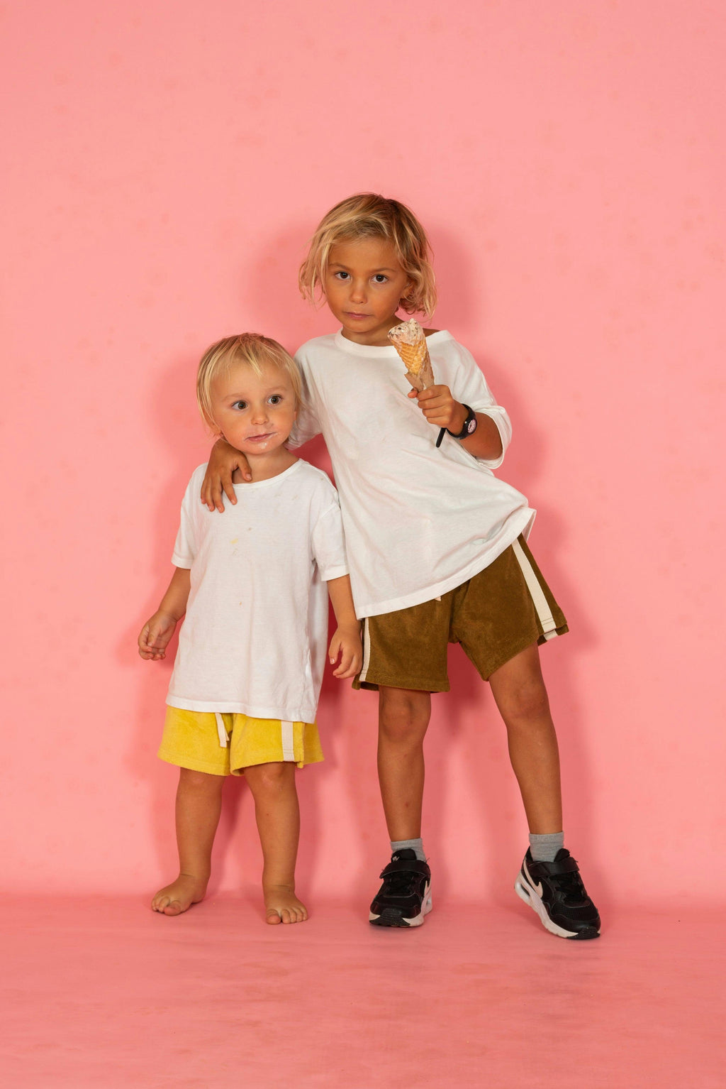 Mini Terry Towelling Shorts in Army Green