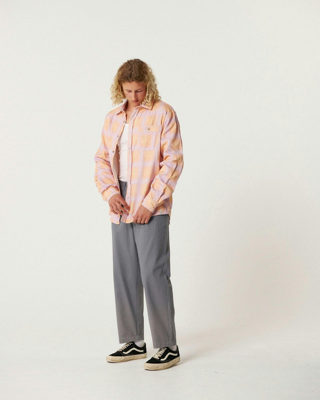 Fusion Cord Long Sleeve Shirt - Coral