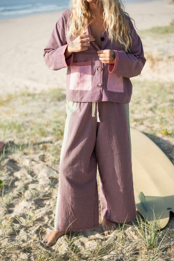 Patchwork Over Shirt in Houndstooth Combo image 2