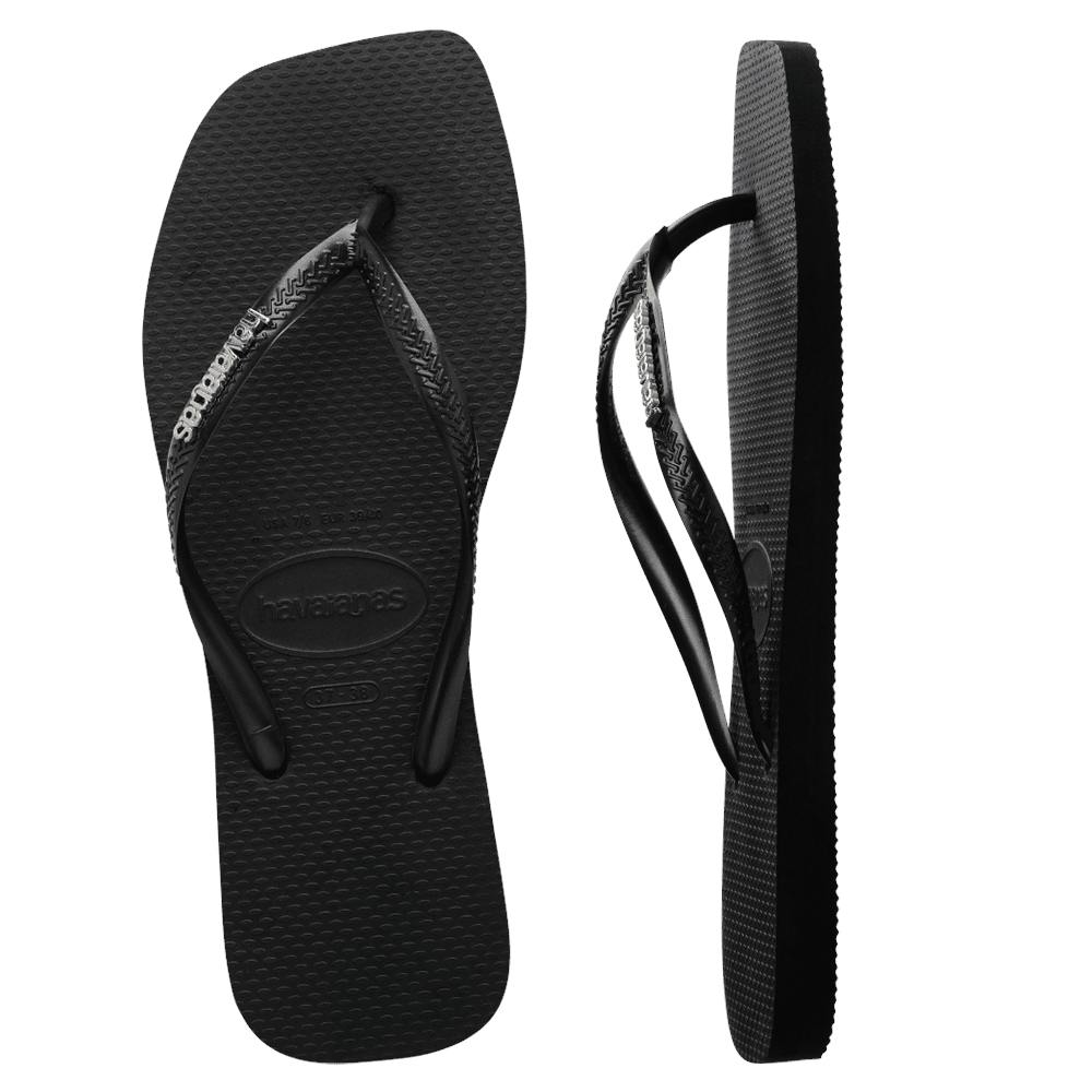 Slim Square Metal Logo Thongs