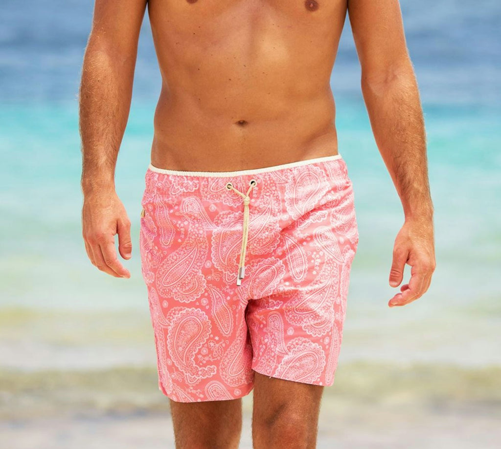 Cameron Paisley Swim Shorts Red