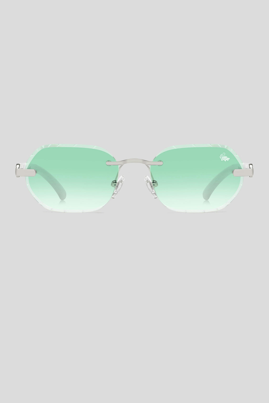 Diamond Cut Willow Green Silver | White