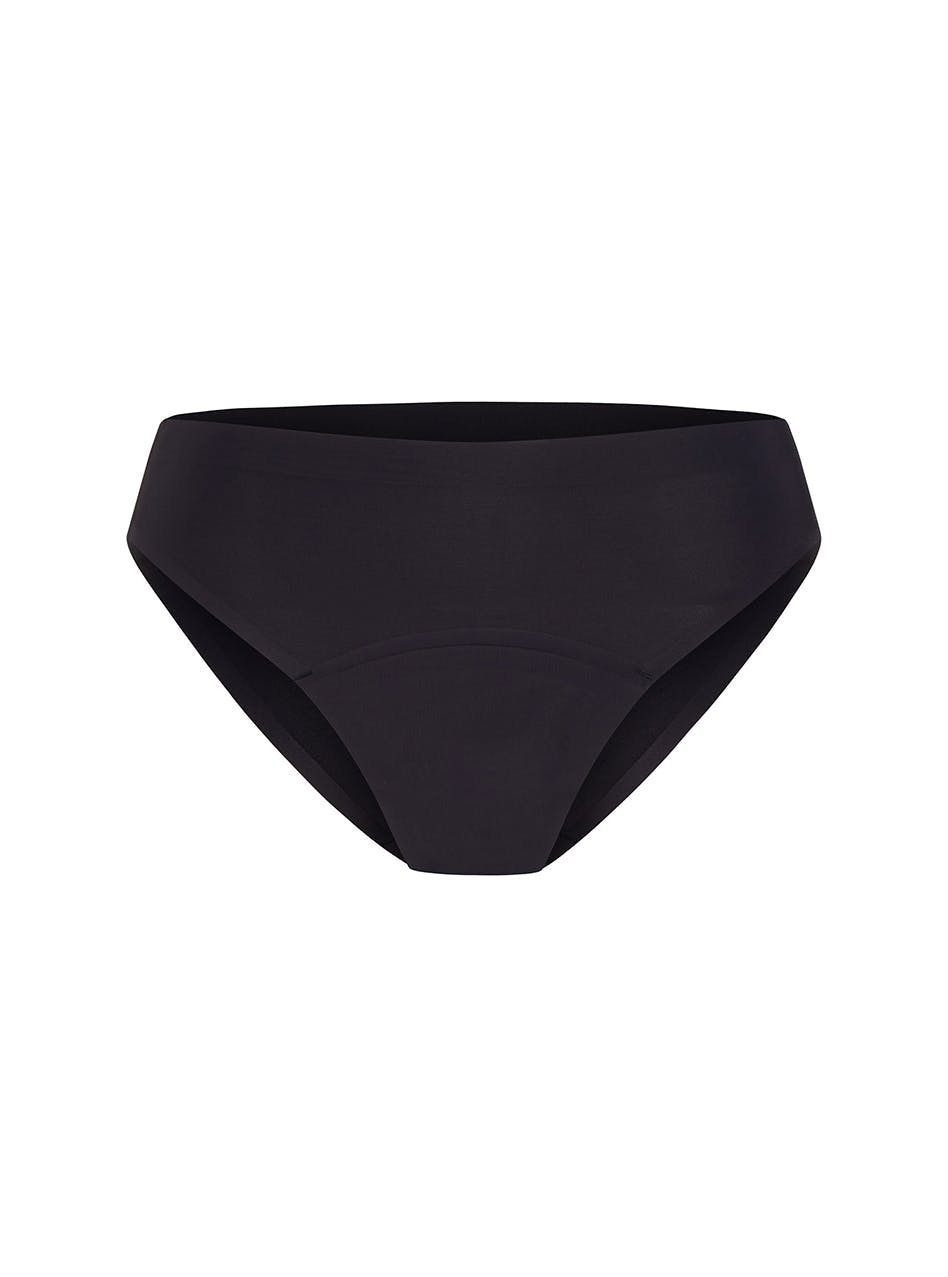 Seamfree Hi-Leg Cheeky Period Brief Moderate Absorbency Black