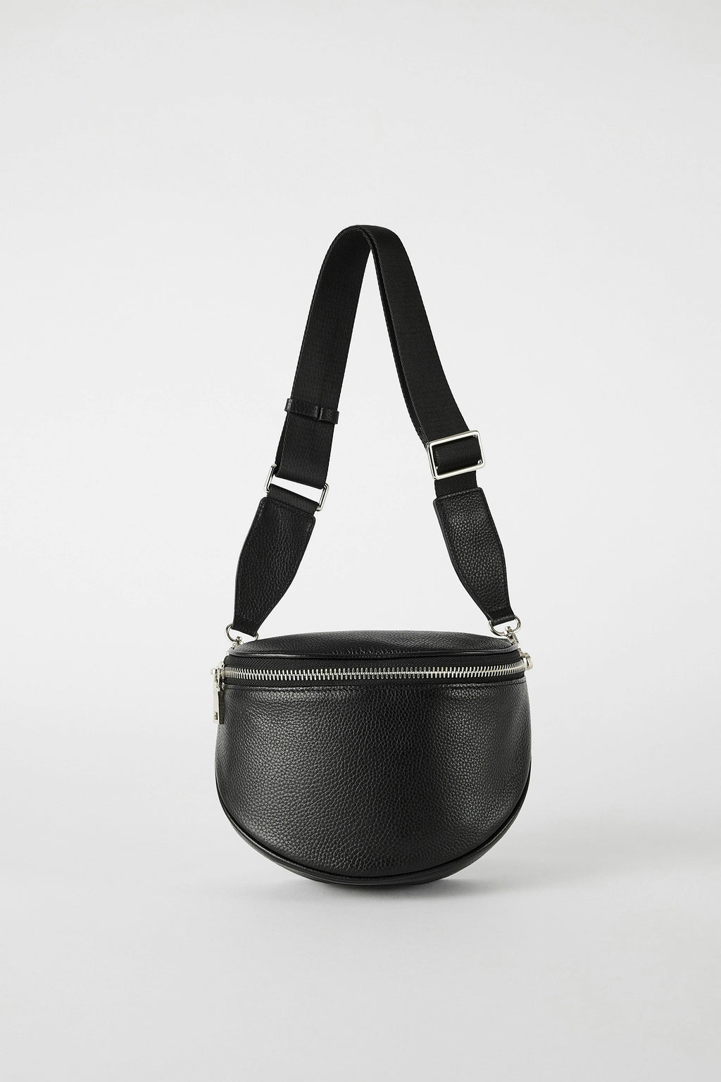 Luxury Leather Bumbag | Black Silver