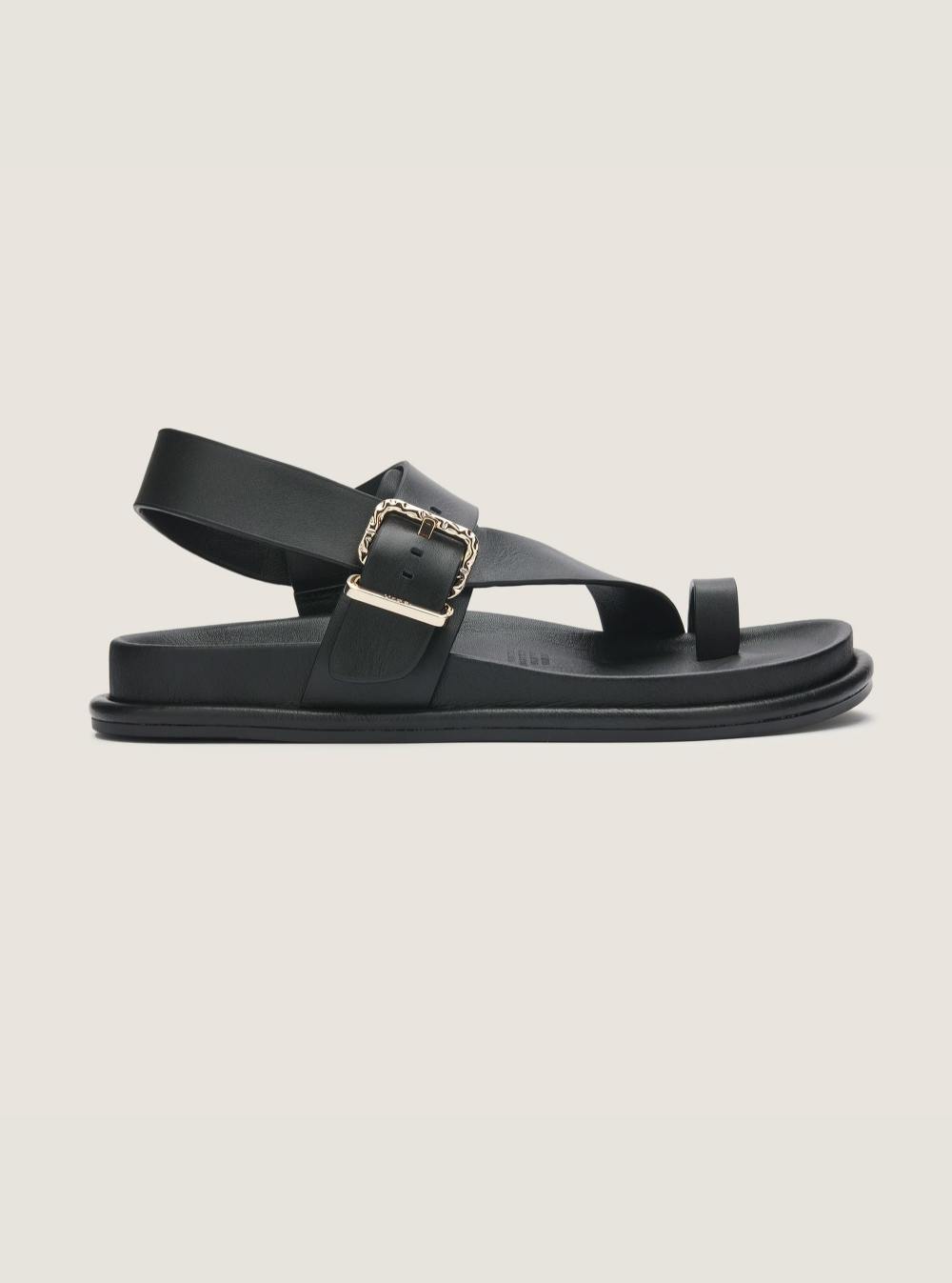 Astro Footbed Sandal - Black Leather