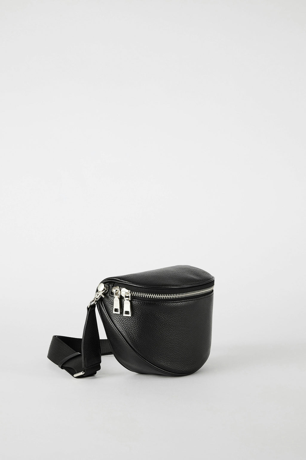 Luxury Leather Bumbag | Black Silver