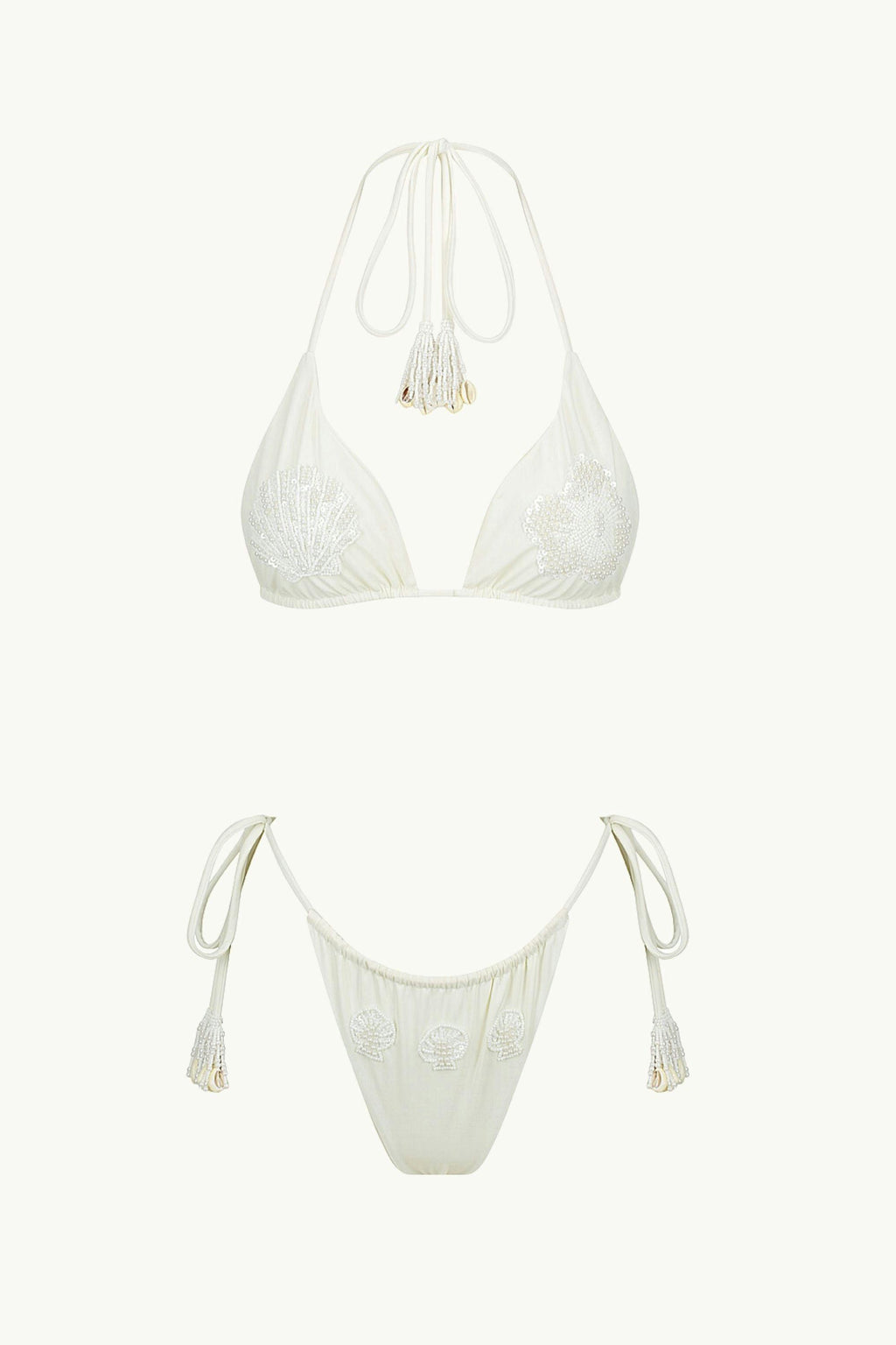 BEADED KINI BRIEF - HIBISCUS CREAM