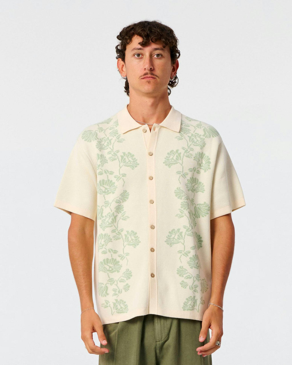 Peace Flower Knit Shirt - Ecru