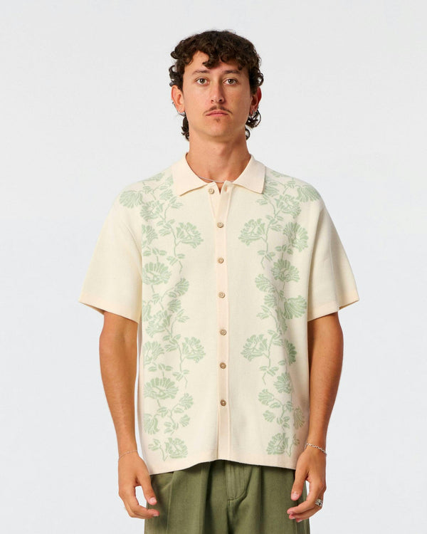 Peace Flower Knit Shirt - Ecru image 1