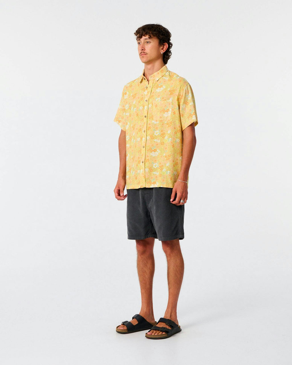 Hazed Floral Linen Shirt - Sunflower