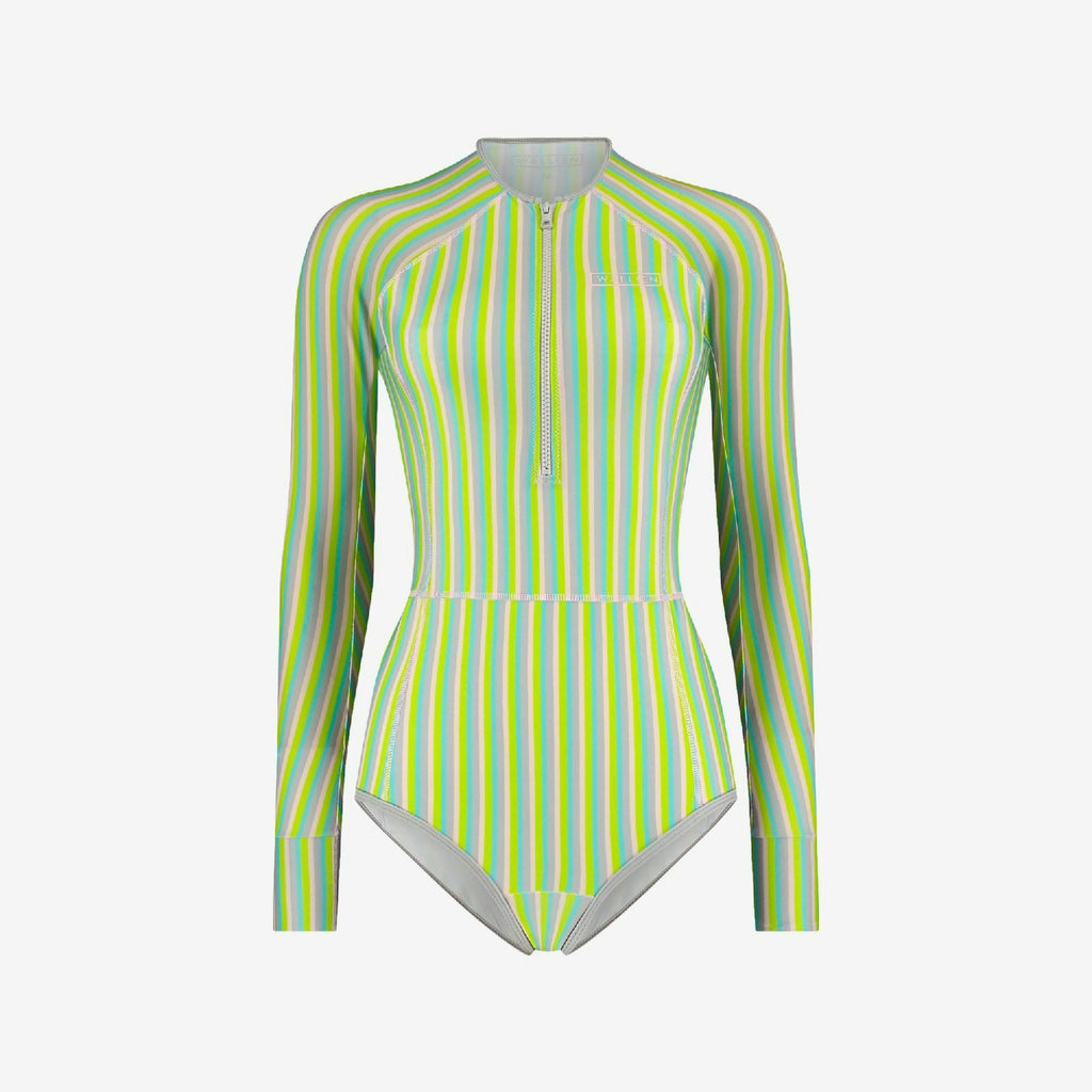 One Piece Swimsuit Longsleeve - Multi Color Stripe