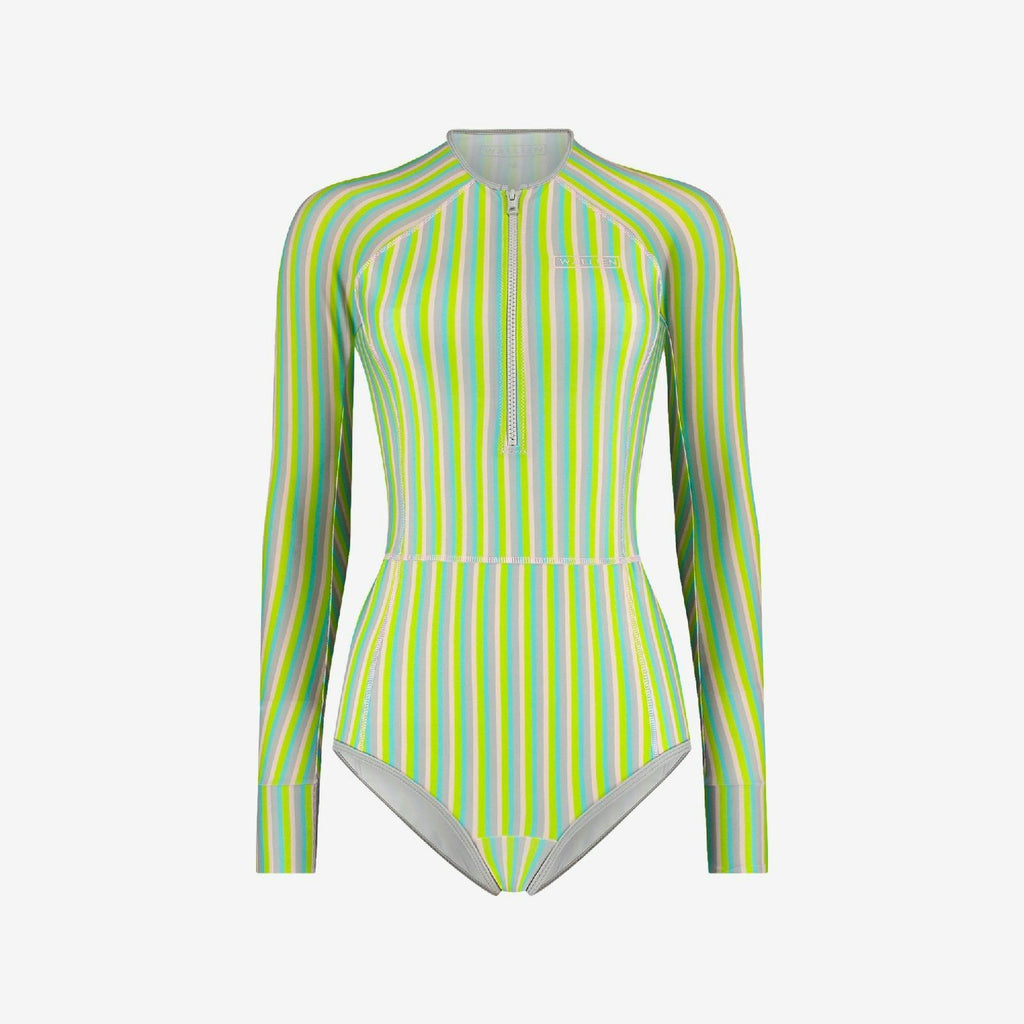 One Piece Swimsuit Longsleeve - Multi Color Stripe