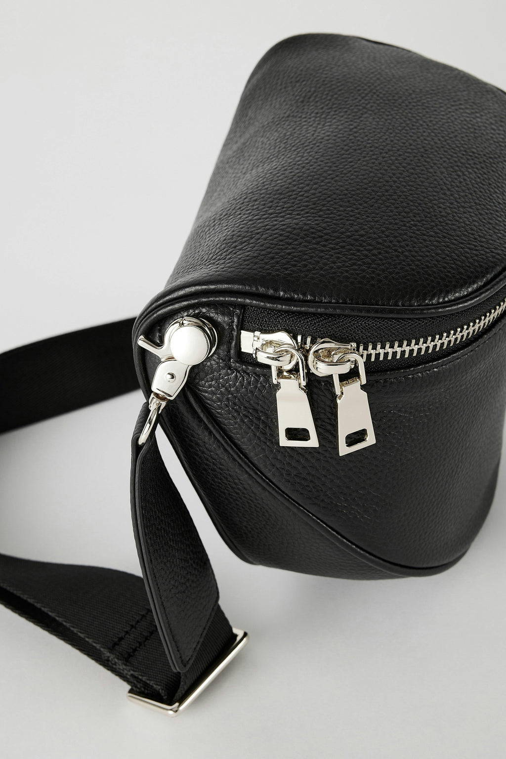 Luxury Leather Bumbag | Black Silver