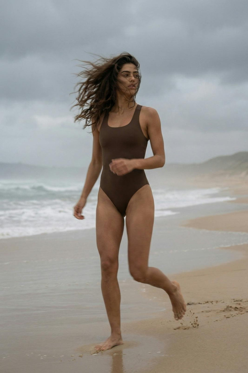 Nerida One Piece Swimsuit Scoop Neck ― Coffee