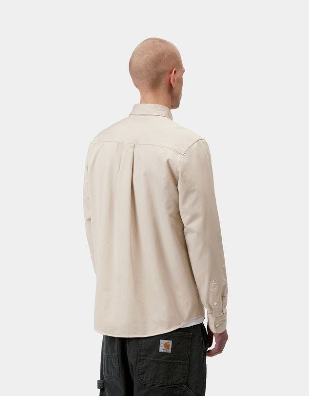 Carhartt WIP Long Sleeve Madison Shirt in Stone / White