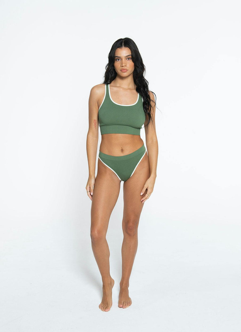 Racer Crop Modal Wire-Free Bralette - Moss Green