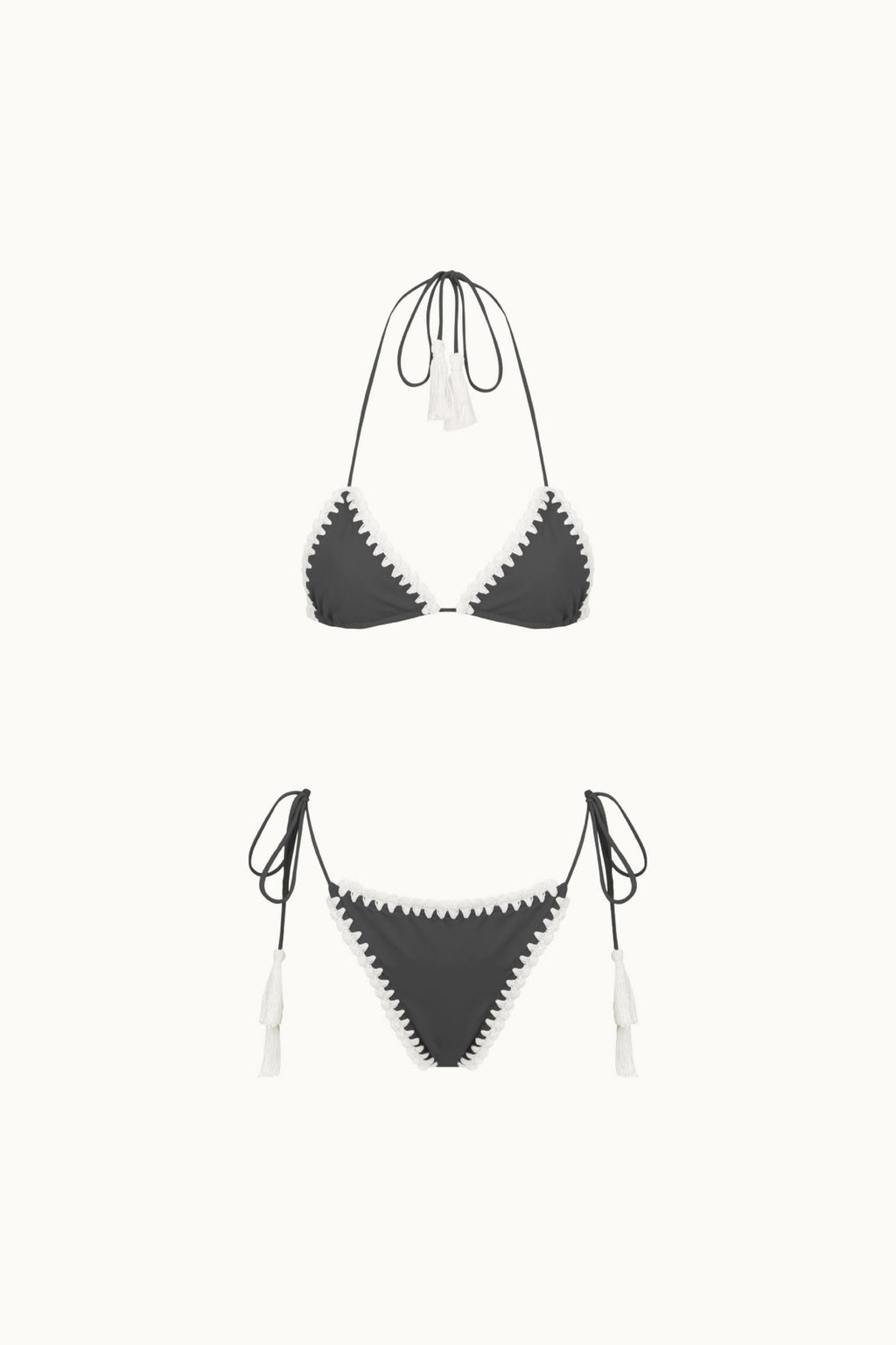PEACHES CROCHET TRIM KINI TOP - NOIR